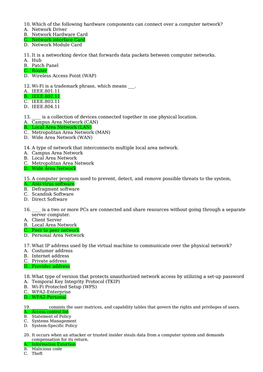 Computer Systems Servicing Written Exam  Set A - Page 2