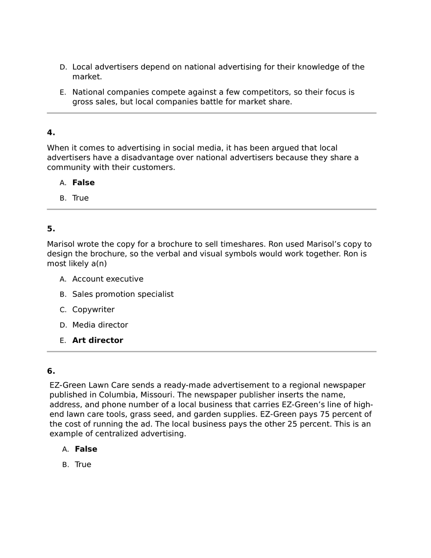 Marketing Quiz Chapter 3 - Page 2