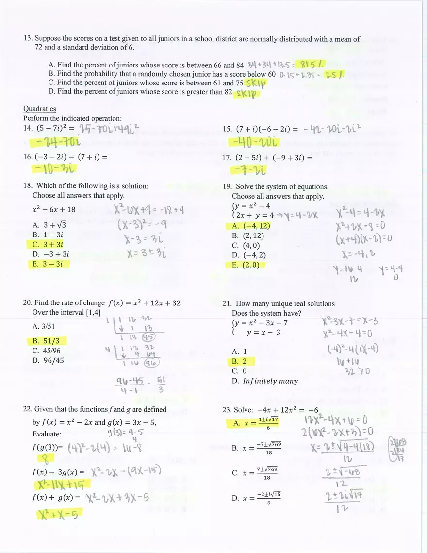 Algebra 2 Final Exam - Page 3