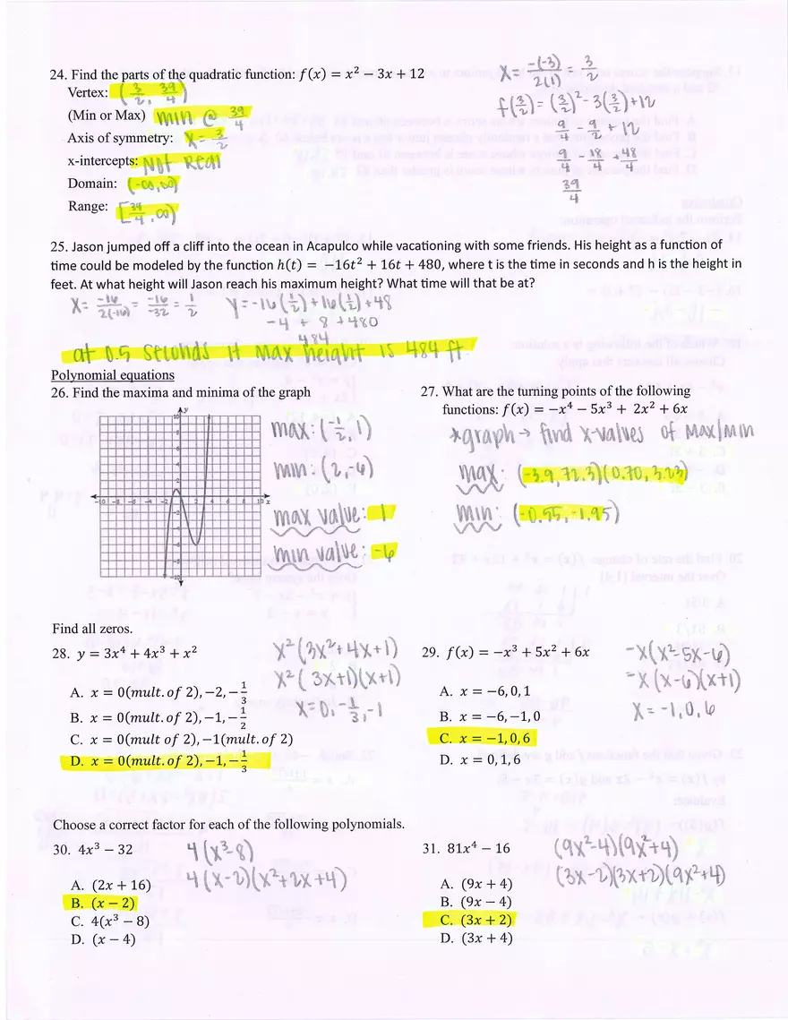 Algebra 2 Final Exam - Page 4