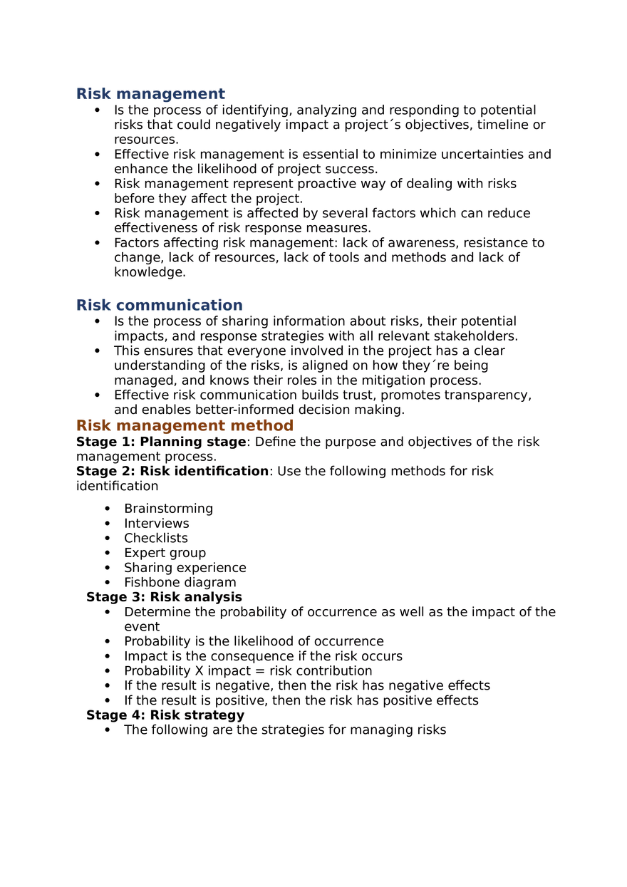 Project Management Lecture 10 Project Risk Management - Page 2