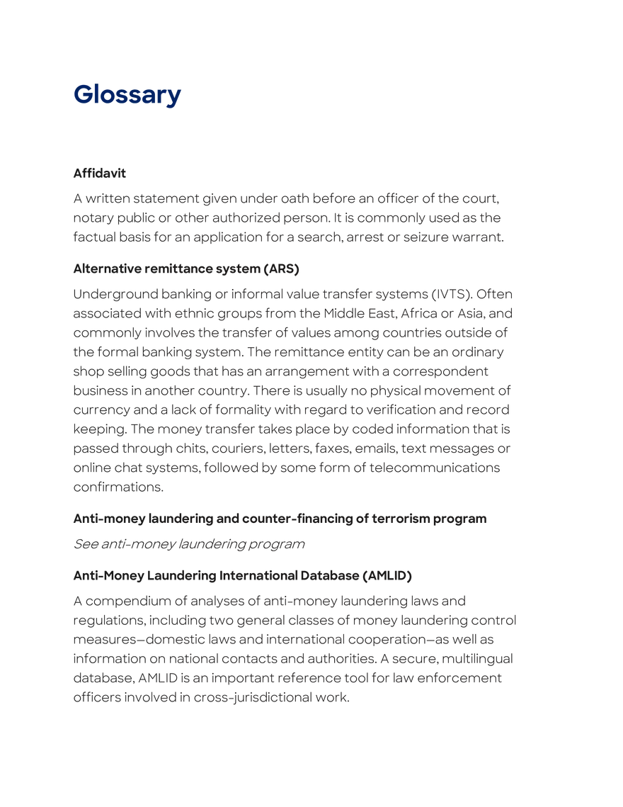 Anti-Money Laundering Glossary - Page 1