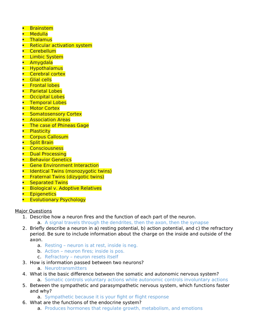 Unit 1.1 Biological Bases of Behavior - Page 3