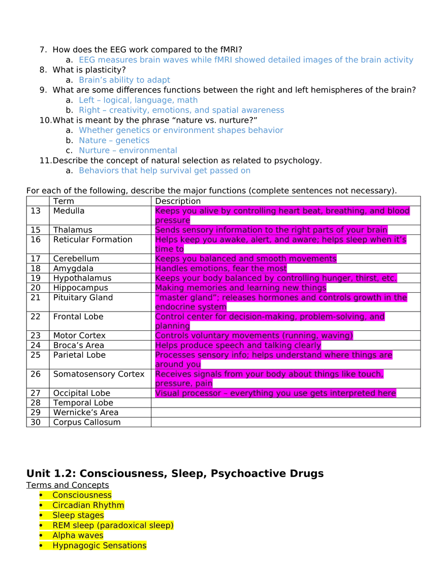 Unit 1.1 Biological Bases of Behavior - Page 4