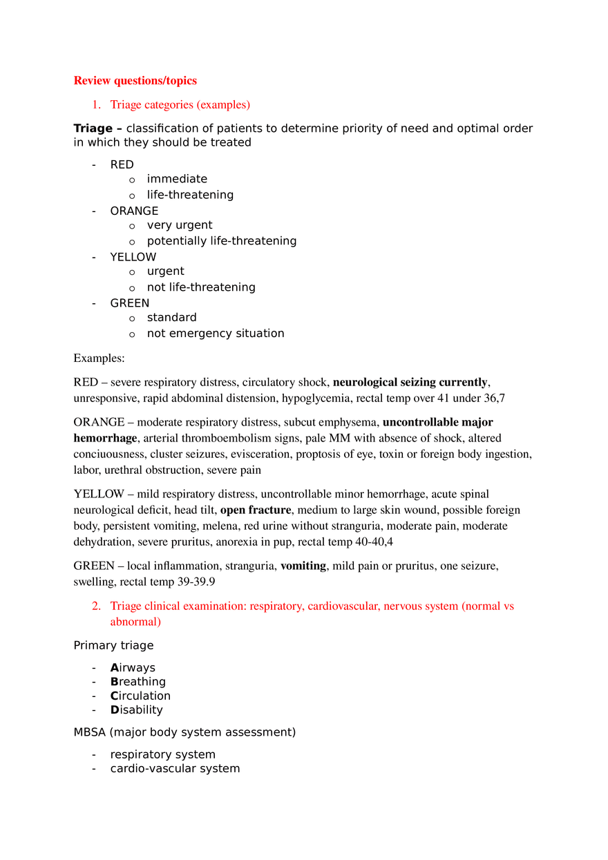 Veterinary Review Questions Part 1 - Page 1