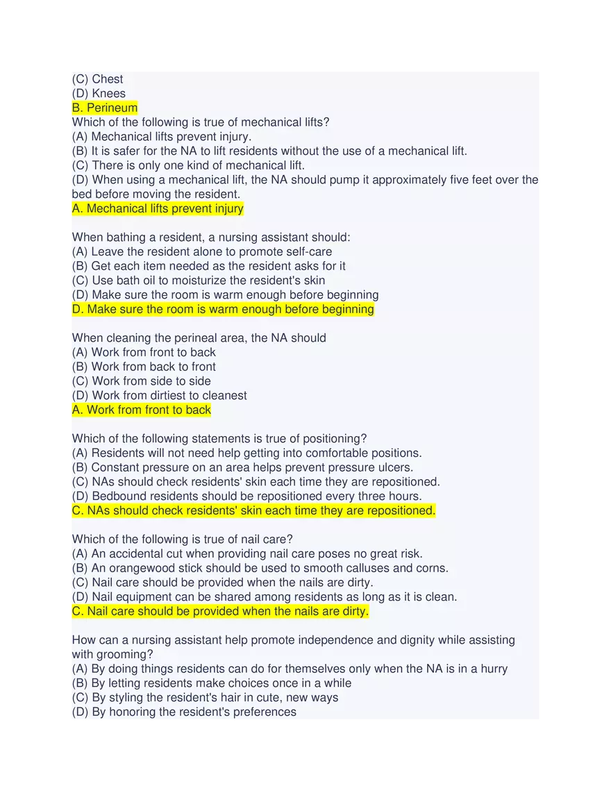 CNA Chapter 6 Exam - Page 8