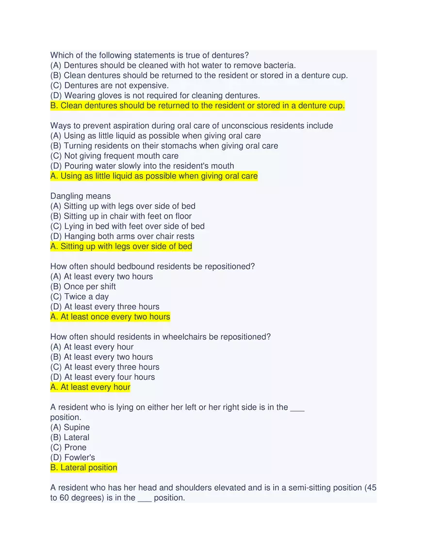 CNA Chapter 6 Exam - Page 10