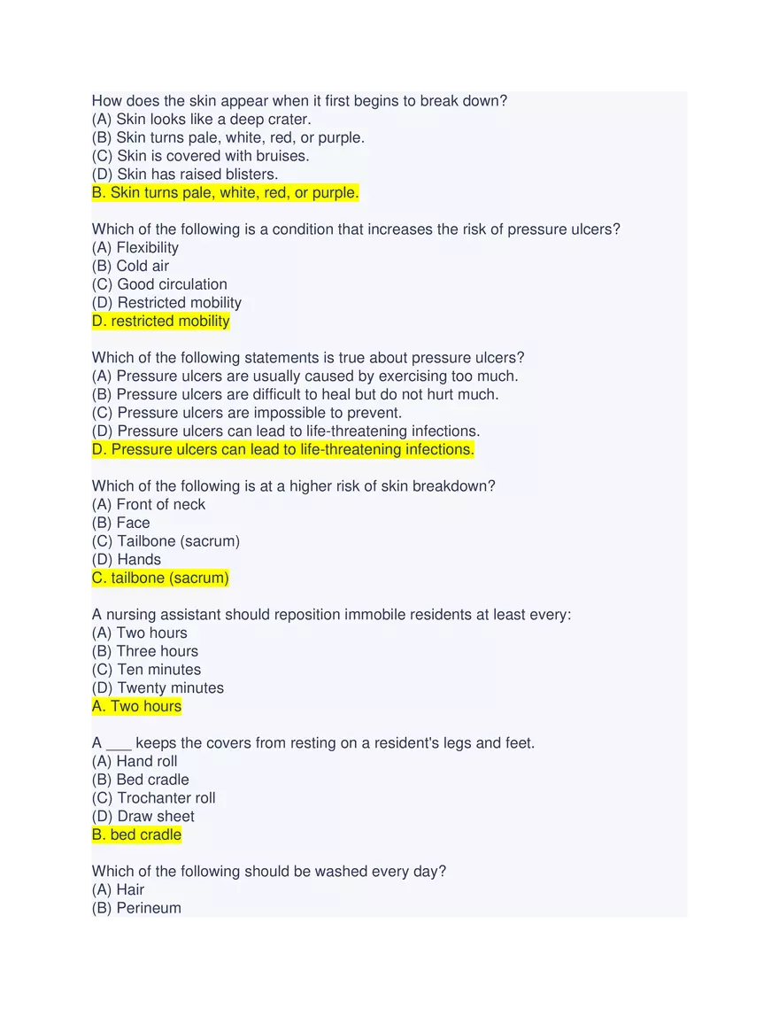 CNA Chapter 6 Exam - Page 2