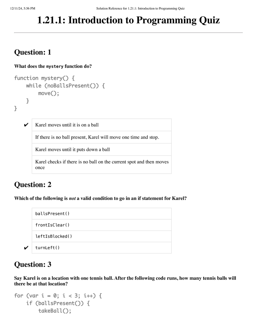 Introduction to Programming Quiz - Page 1