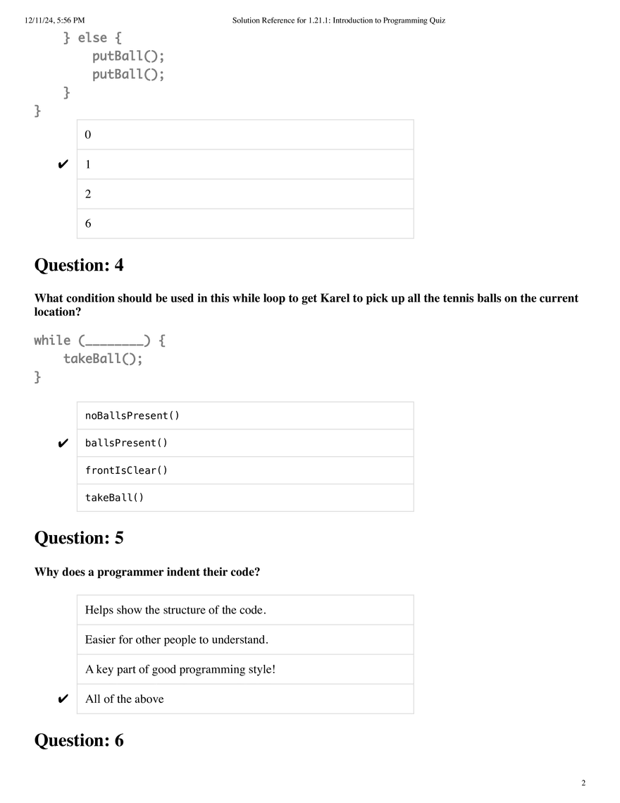 Introduction to Programming Quiz - Page 2
