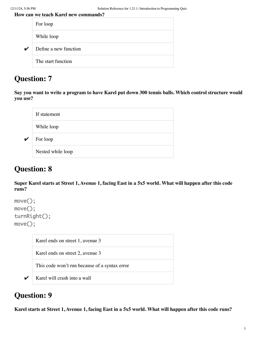 Introduction to Programming Quiz - Page 3