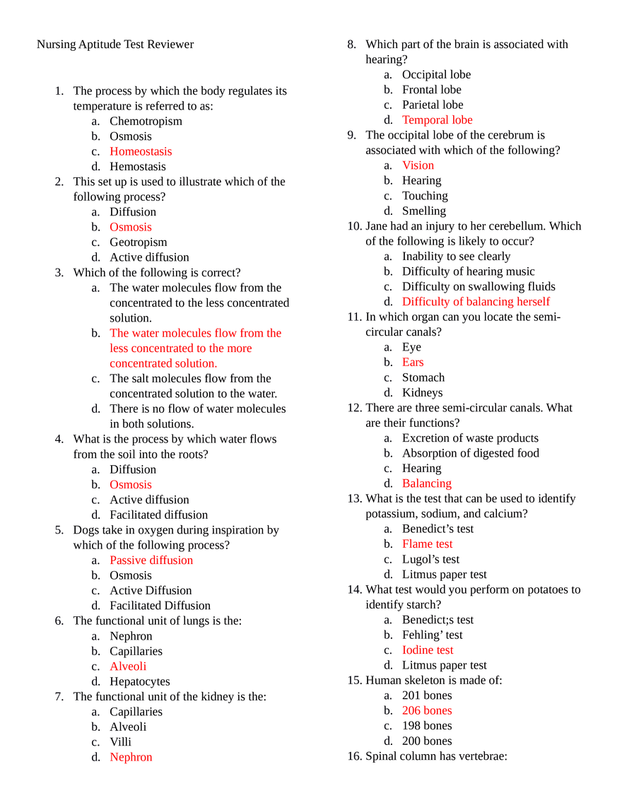 Nursing Aptitude Test Reviewer - Page 1