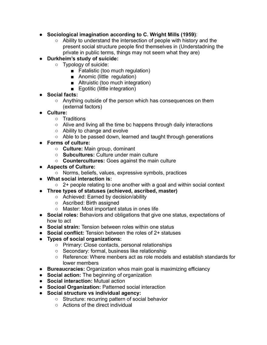 Sociology Exam 1 Review - Page 2