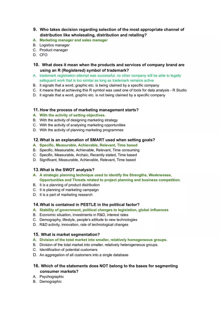 Marketing Exam Questions and Answers - Page 2