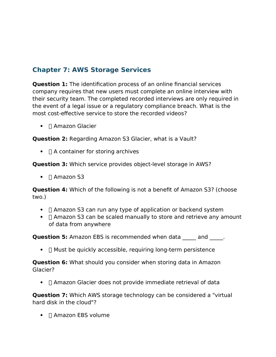 Chapter 7 AWS Storage Services - Page 1