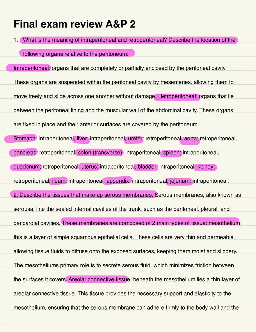 Anatomy and Physiology Final Exam Questions and Answers - Page 2