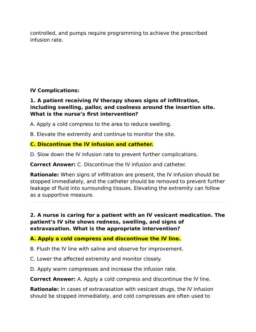 IV Calculations Practice Questions - Page 7
