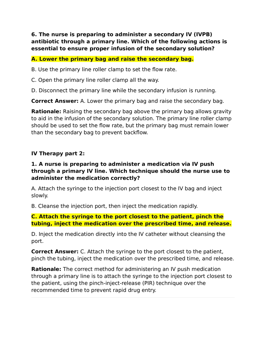 IV Calculations Practice Questions - Page 3