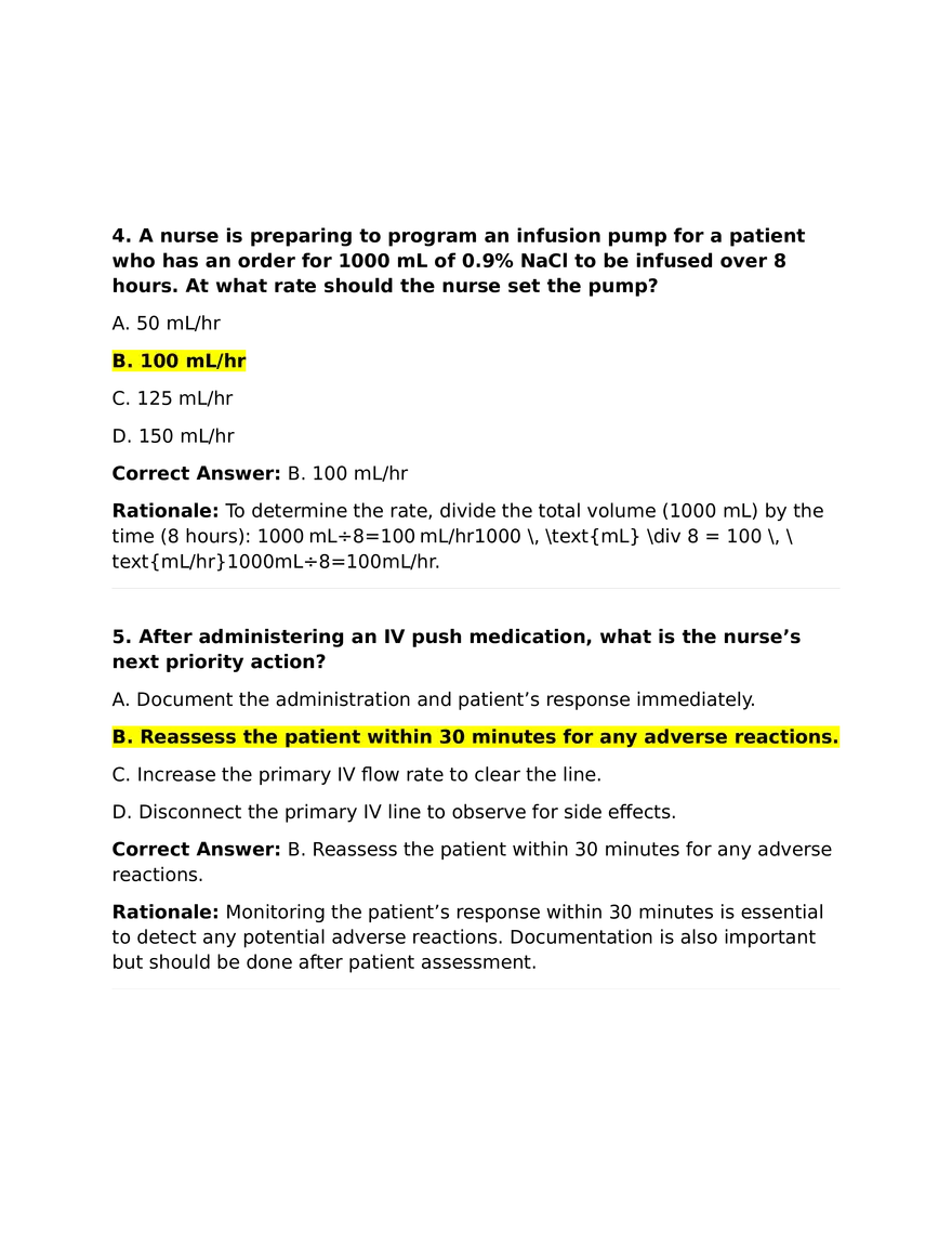 IV Calculations Practice Questions - Page 5