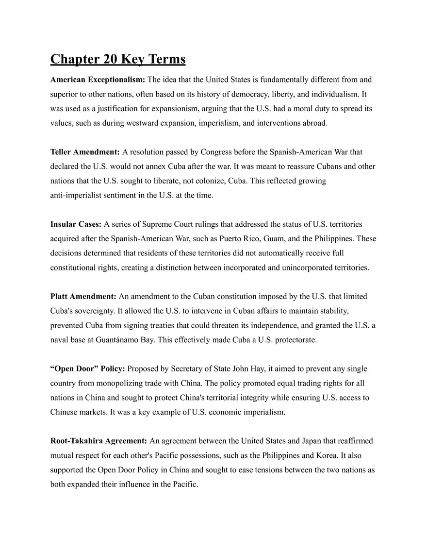 US History Chapter 20 Key Terms - Page 1