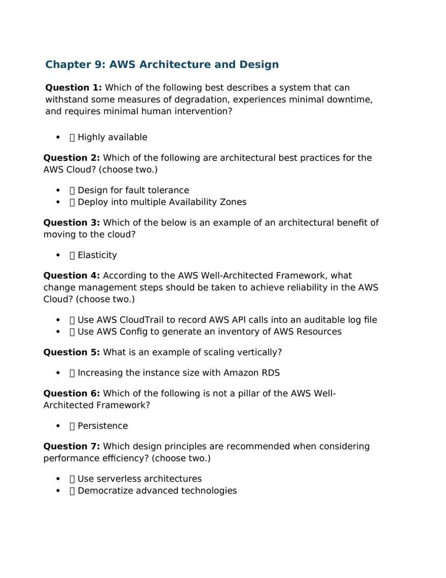 Chapter 9 AWS Architecture and Design - Page 1