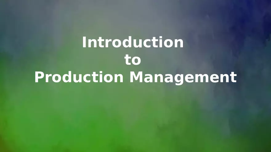 Introduction to Production Management - Page 1