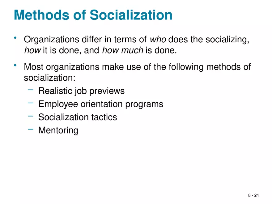 Chapter 8 Social Influence, Socialization, and Organizational Culture - Page 17