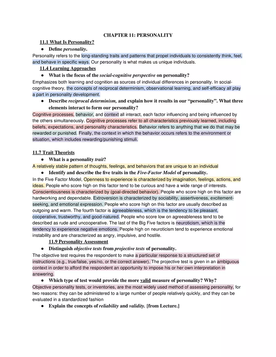 Introduction to Psychology Final Exam Study Guide - Page 7