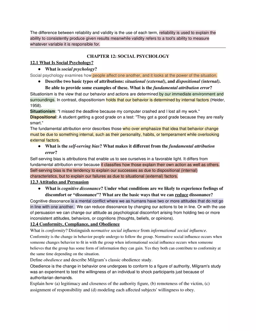 Introduction to Psychology Final Exam Study Guide - Page 8