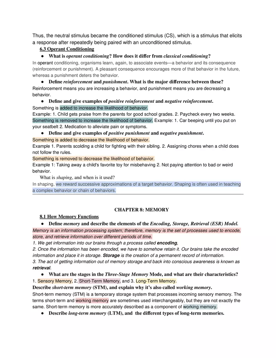 Introduction to Psychology Final Exam Study Guide - Page 5