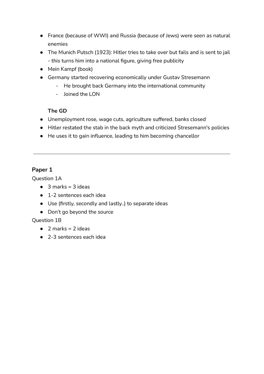 Hitler’s Rise to Power - Notes - Page 2