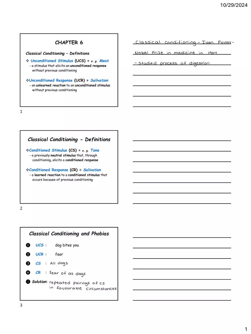 Classical Conditioning - Definitions - Page 1