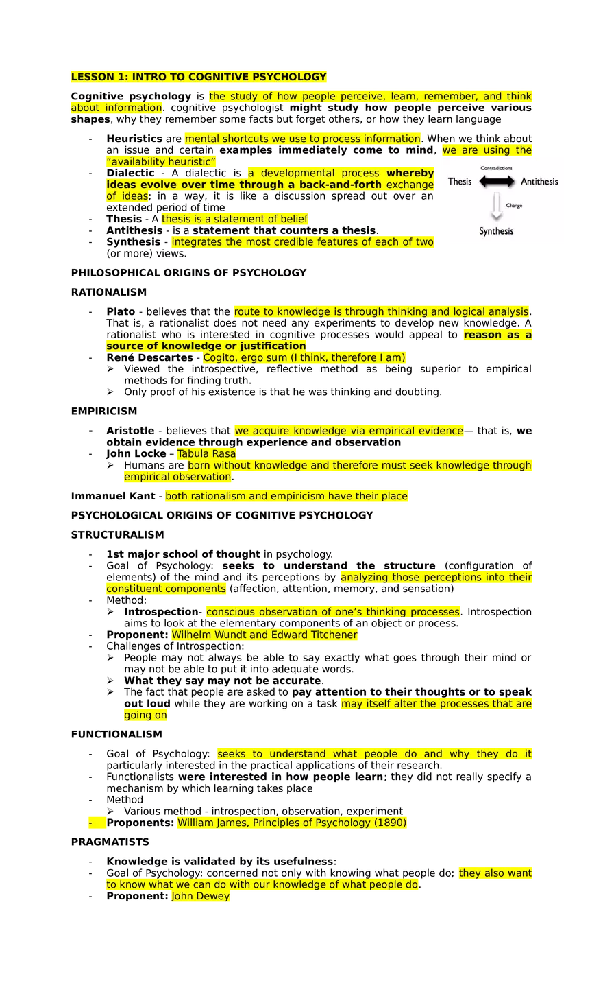 Lesson 1  Intro to Cognitive Psychology - Page 1