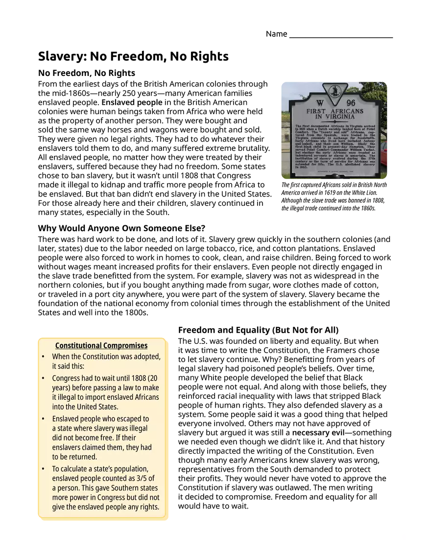 Slavery No Freedom, No Rights - Page 1