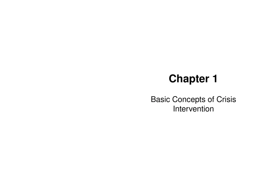 Chapter 1 Basic Concepts of Crisis Intervention - Page 1