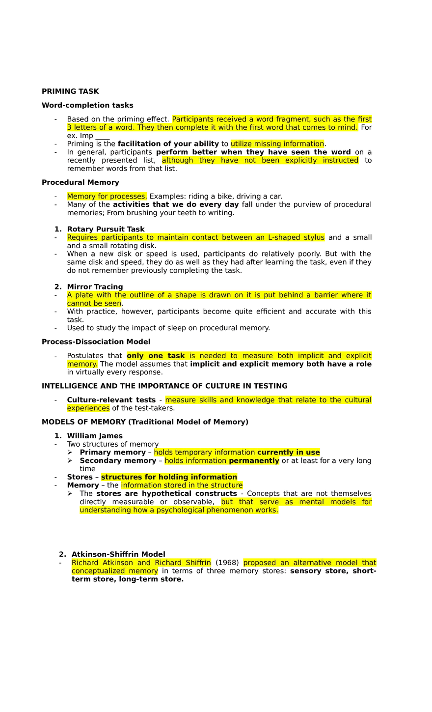 Lesson 6 Memory. Models and Research Methods - Page 2