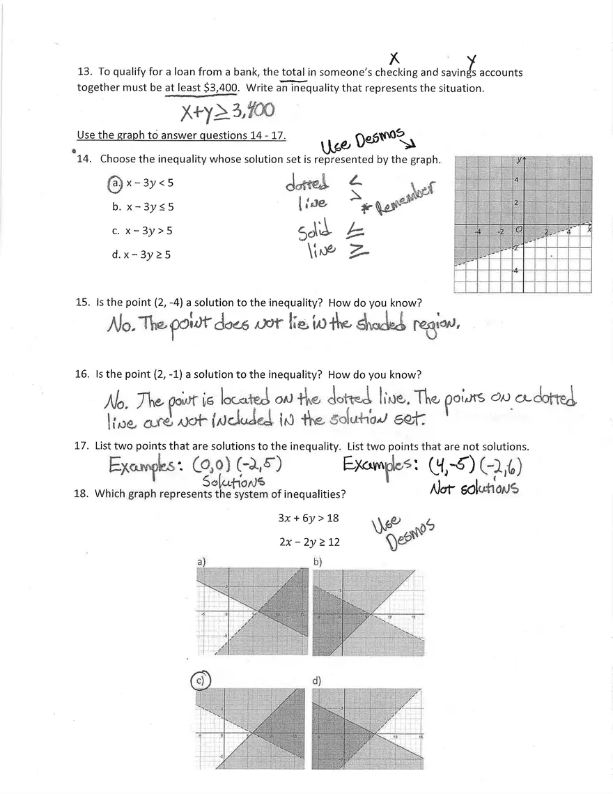 Algebra 1 Final Exam Answers - Page 2