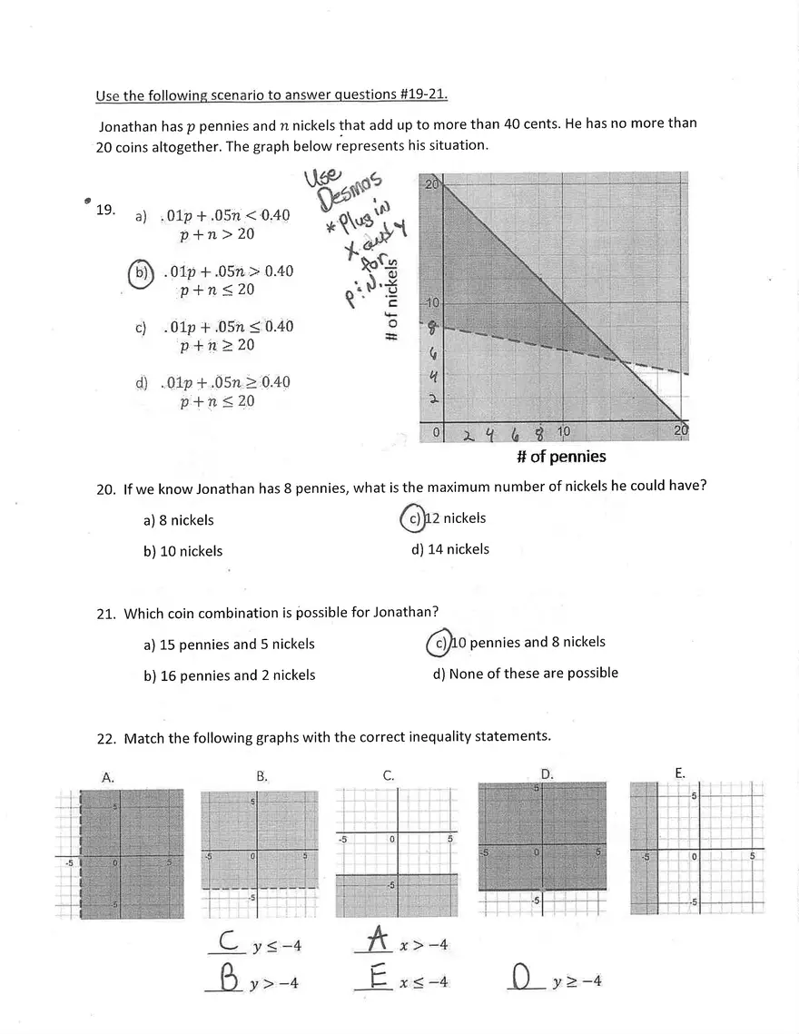 Algebra 1 Final Exam Answers - Page 3