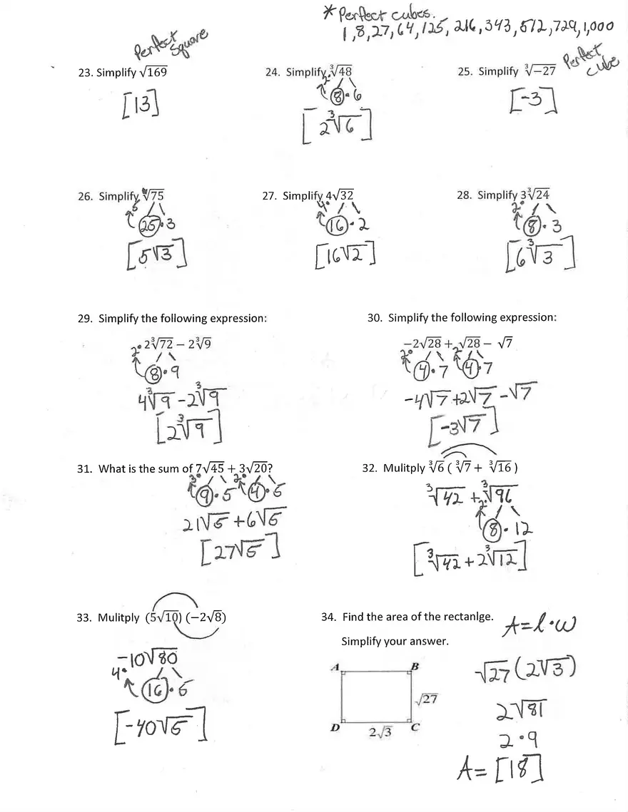 Algebra 1 Final Exam Answers - Page 4