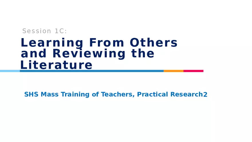 Session 1C Learning from Others and Reviewing the Literature - Page 1