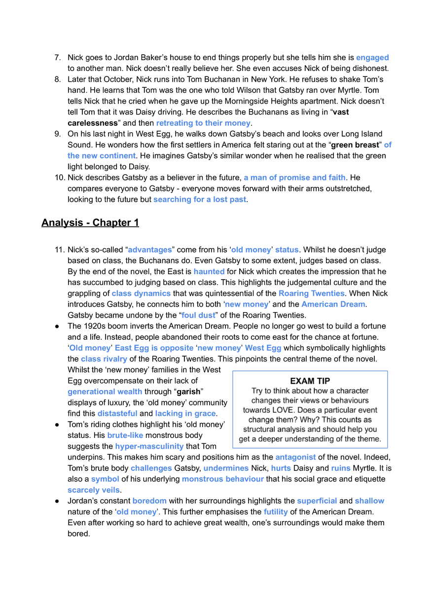 Great Gatsby Overview of Text and Key Scenes - Page 7