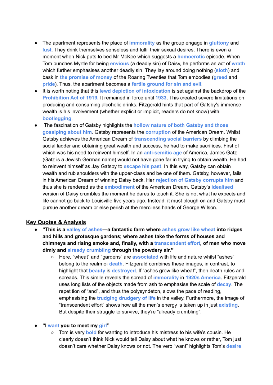 Great Gatsby Overview of Text and Key Scenes - Page 10