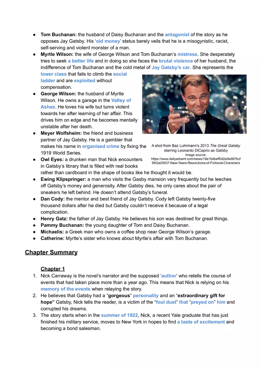 Great Gatsby Overview of Text and Key Scenes - Page 31