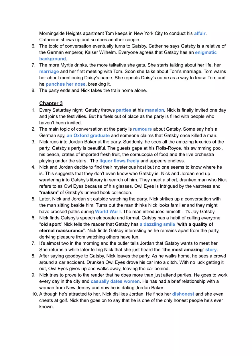 Great Gatsby Overview of Text and Key Scenes - Page 33