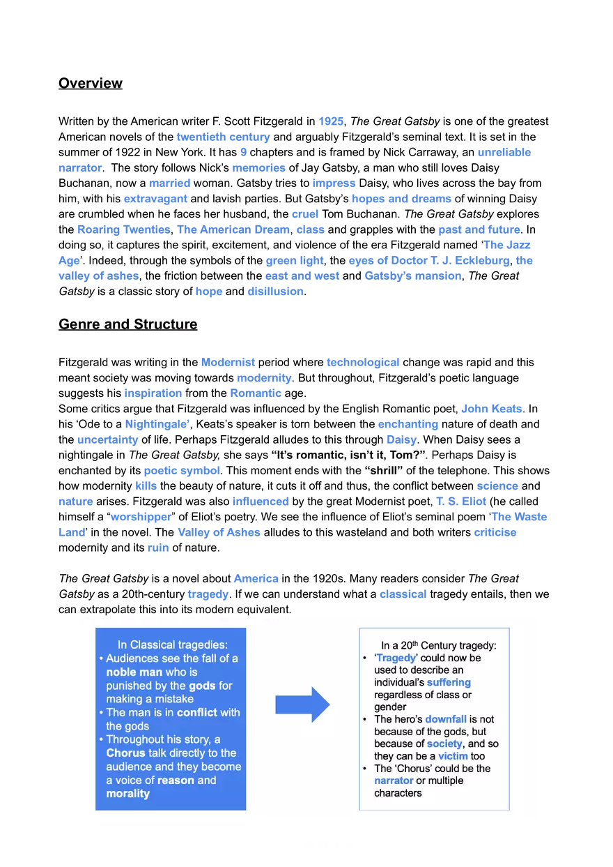 Great Gatsby Overview of Text and Key Scenes - Page 2