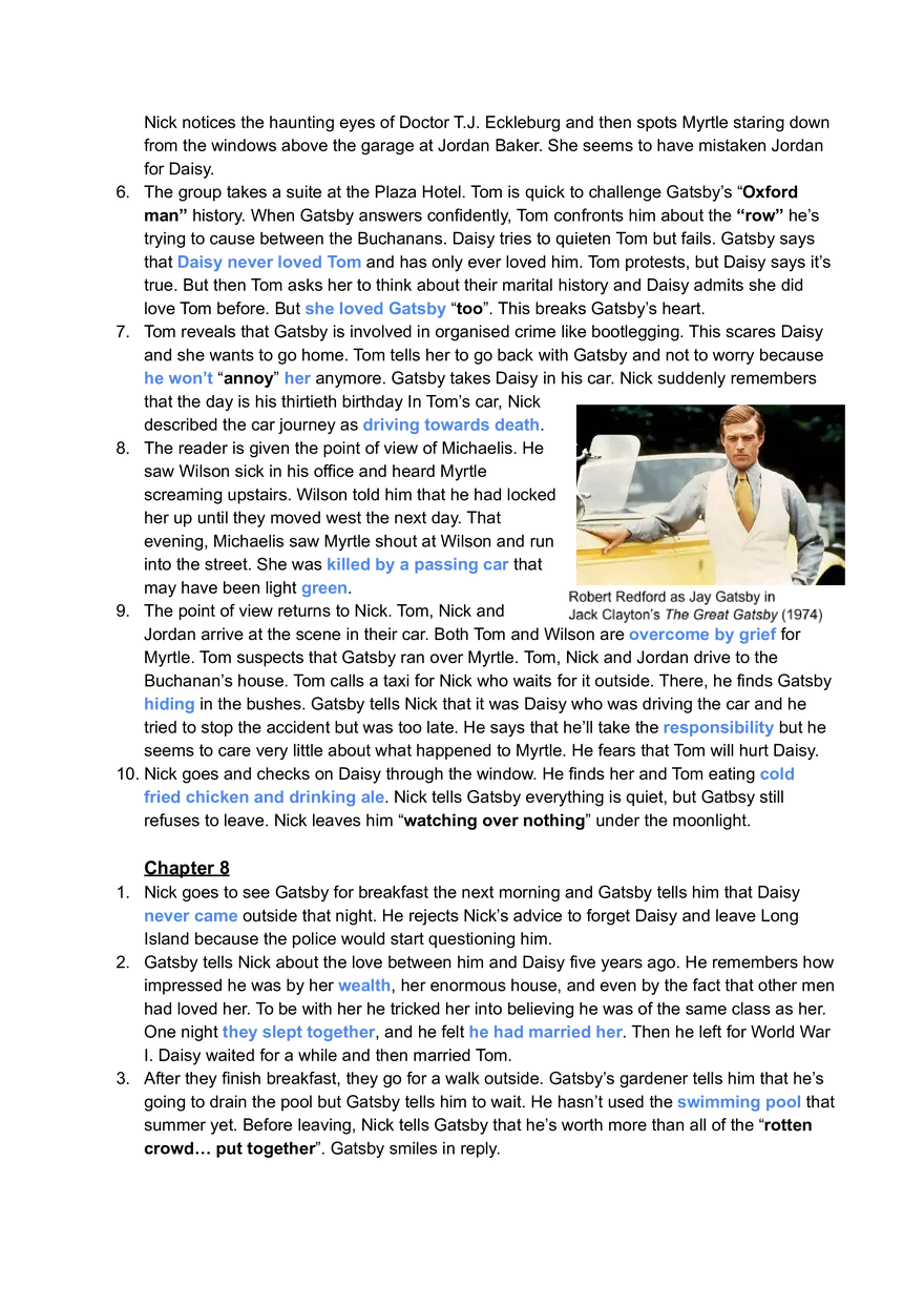Great Gatsby Overview of Text and Key Scenes - Page 5