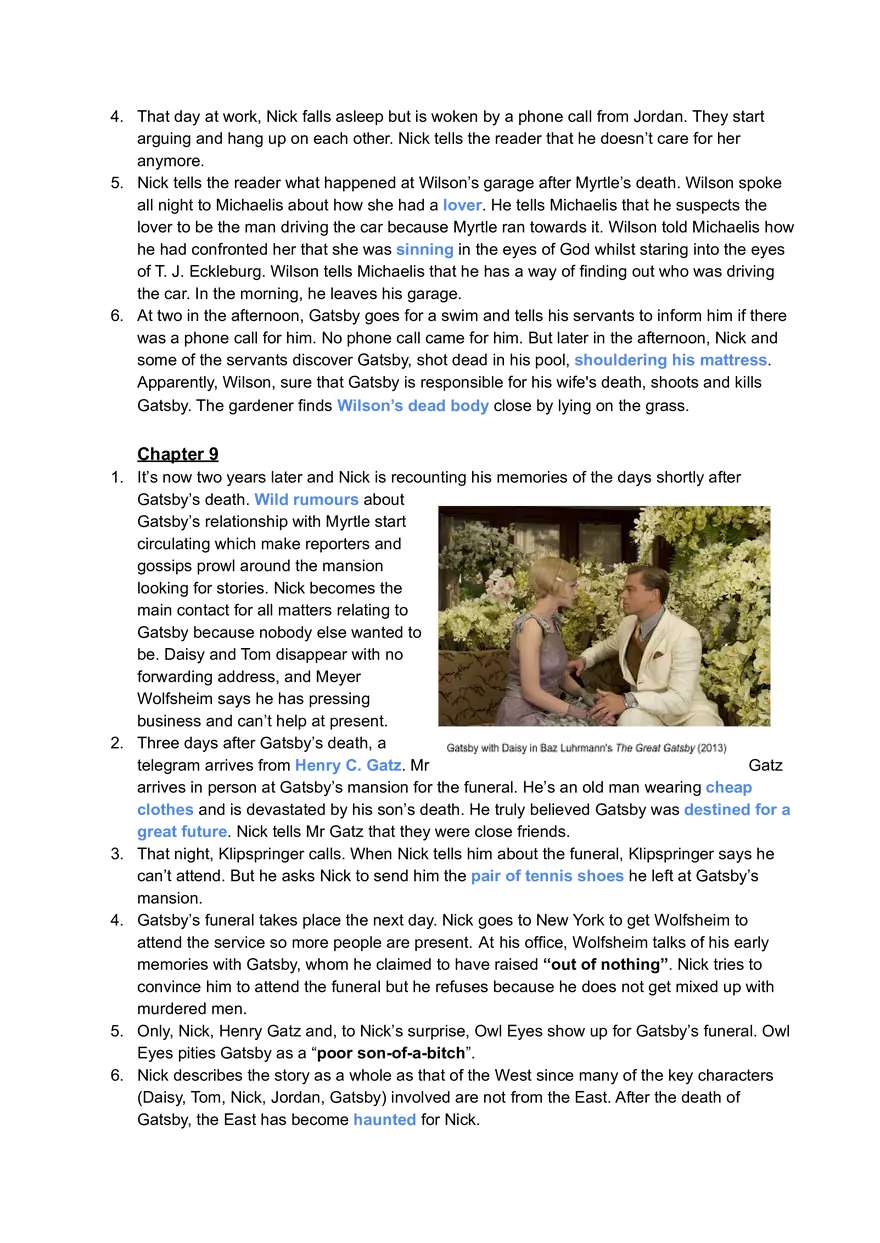 Great Gatsby Overview of Text and Key Scenes - Page 6