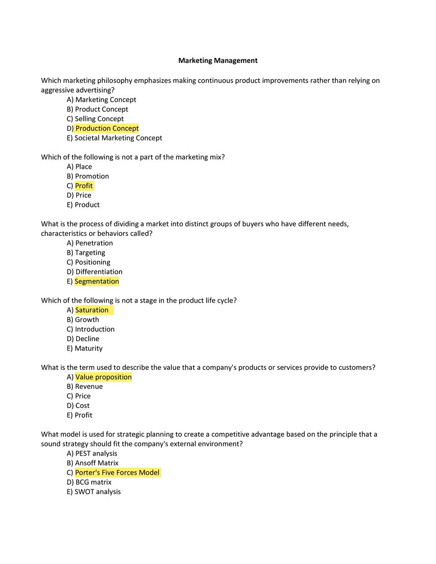 Principles of Marketing Answers - Page 2