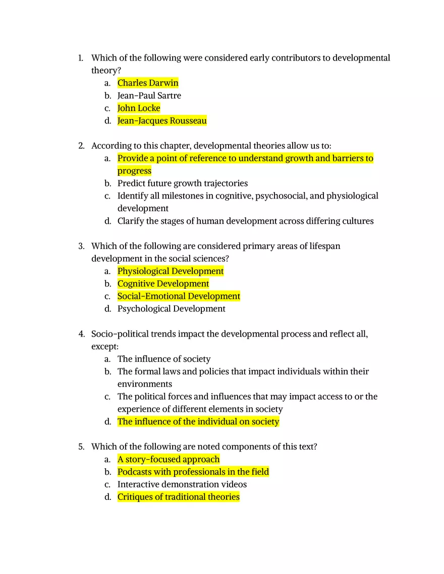 Which of the Following Were Considered Early Contributors to Developmental Theory - Page 1