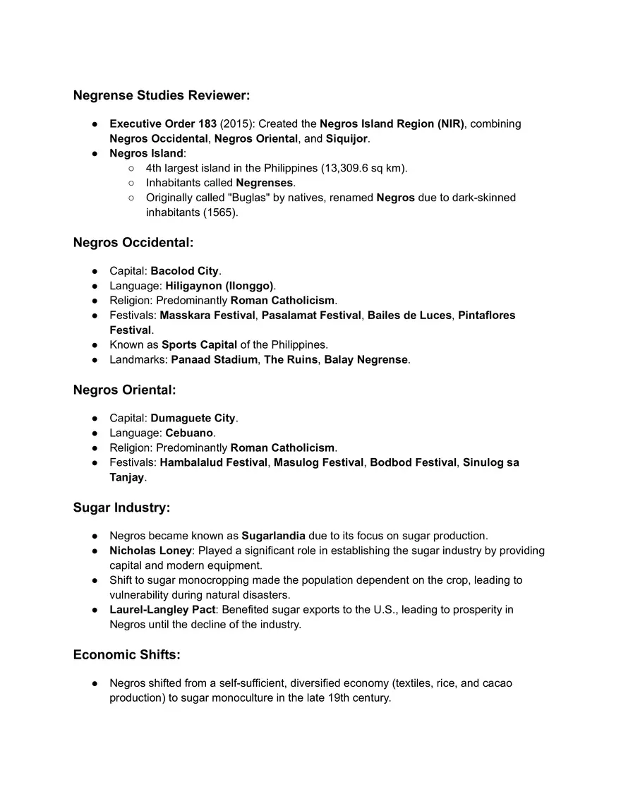 Negrense Studies Reviewer - Page 1